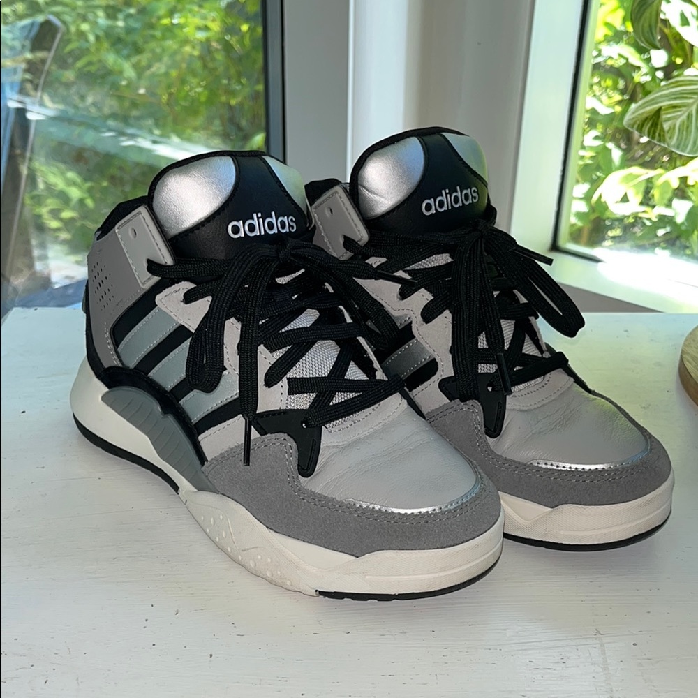 Adidas High-Top Sneakers in Black and Silver